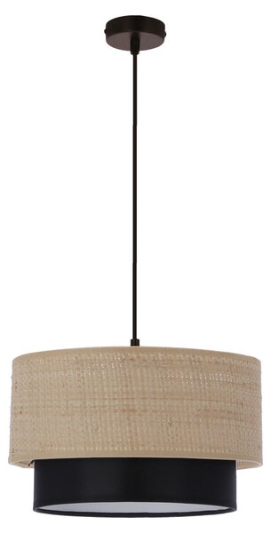 Lampadario rotondo a sospensione RITANA - 1xE27, 60W, nero / beige