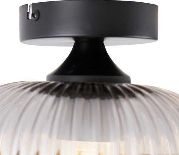 Lampada da soffitto intelligente nera con vetro fumé incl. Wifi A60 - Karel