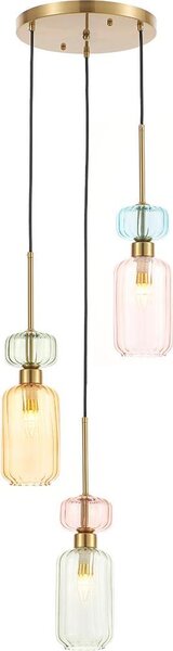 Lampada a sospensione MOLLY 3xE14 con paralumi in vetro colorato di Milagro