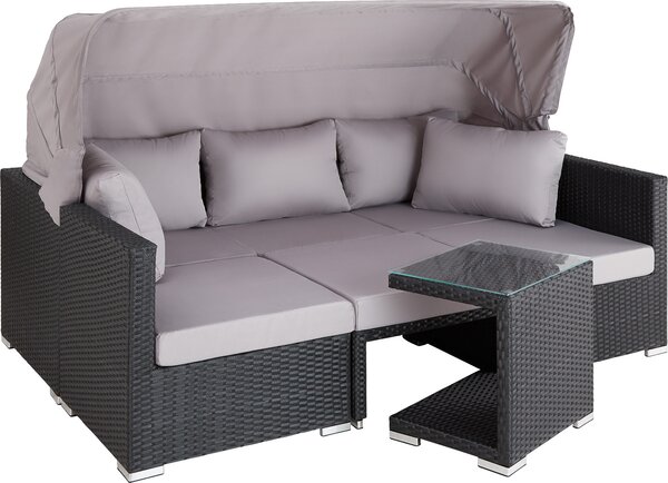 Tectake® Lounge in rattan e alluminio San Marino, resistente alle intemperie e ai raggi UV; spessore dell'imbottitura: 10 cm