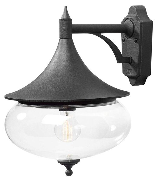 Applique Konstsmide Libra in alluminio verniciato nero con vetro trasparente
