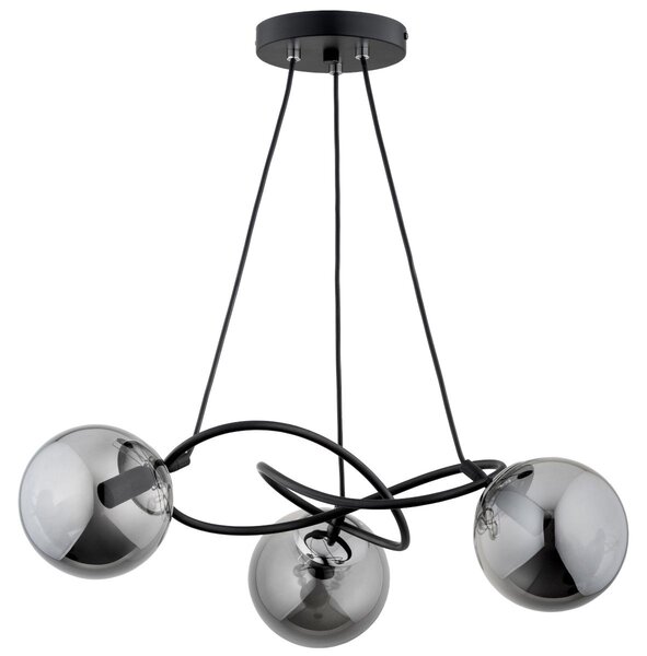 Lampada a sospensione VELTA nera fumé 3xE14x10W in metallo, dimensioni: 56x60x60 cm, IP20, Alfa