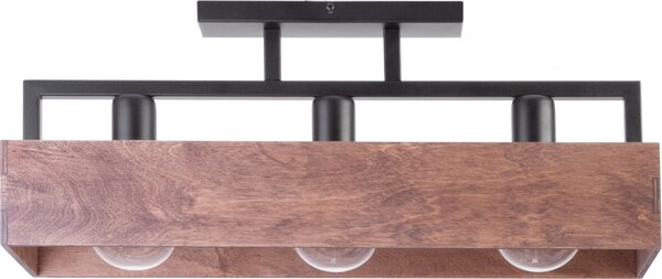 Lampada da soffitto Dakota in legno scuro e nero, 3xE27x15W, metallo, dimensioni: 25x60x16 cm, IP20, Sigma Lighting