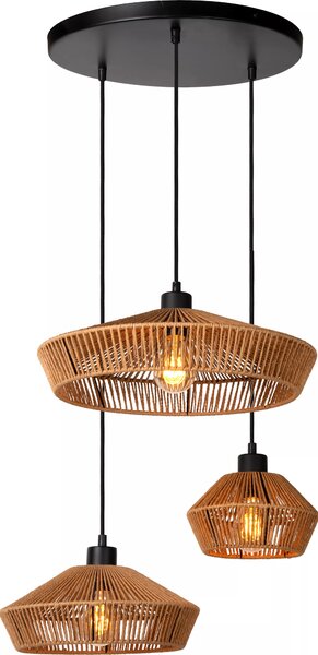 YUNKAI 3xE27 60W Lucide boho tripla lampada a sospensione