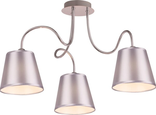 Lampada da soffitto LUK cromata argento 3xE14x40W con paralume in tessuto, dimensioni: 36x60x60 cm, IP20, Candellux