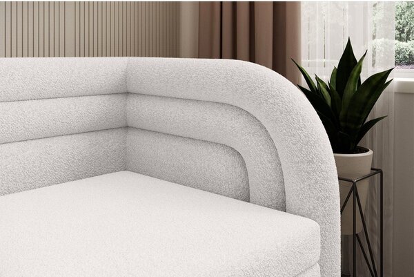 Divano color crema allungabile/con contenitore con penisola a destra e rivestimento in bouclé 223 cm Fabillo – ELTAP