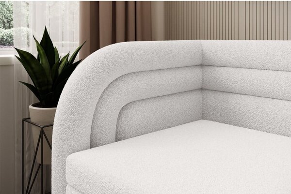 Divano color crema allungabile/con contenitore con penisola a sinistra e rivestimento in bouclé 223 cm Fabillo – ELTAP