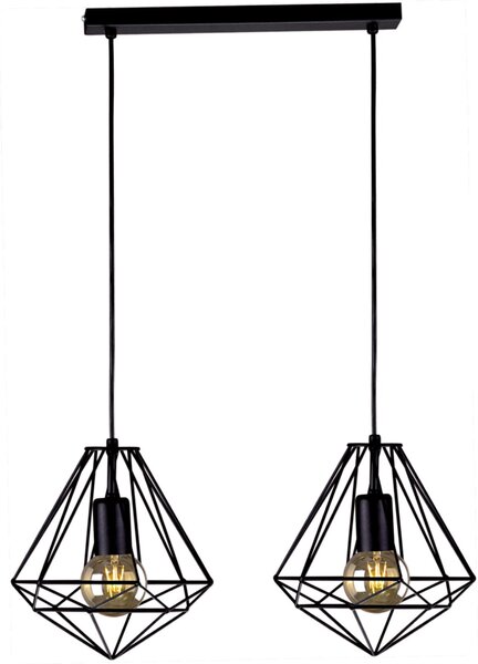 Lampada a sospensione Marko nera 2xE27x60W in metallo, dimensioni: 95x55x25 cm, IP20, Kaja