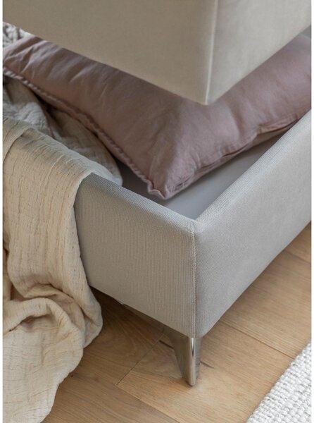 Divano angolare grigio allungabile/con contenitore (con penisola a sinistra/a L) e rivestimento in velluto Laurence – ELTAP