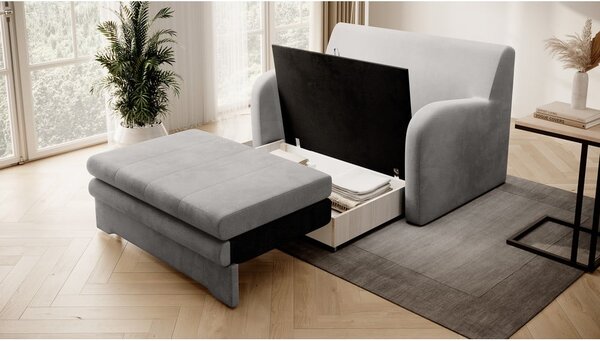 Divano grigio chiaro allungabile e rivestimento in velluto 130 cm Ario – ELTAP