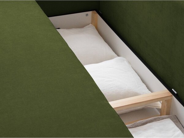 Divano verde allungabile con contenitore 231 cm Elen – Micadoni