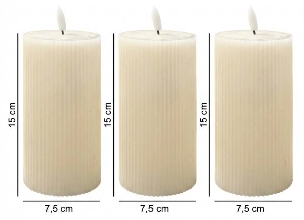 Set da 3 candele LED BRILLO LED/3xAAA 15 cm colore crema + telecomando
