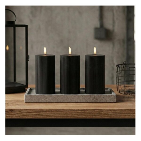 Set da 3 candele LED BRILLO LED/2xAA 15 cm, nere, con telecomando