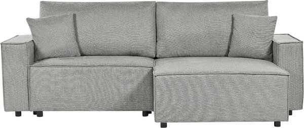 BELIANI Divano letto angolare sinistro grigio imbottito in poliestere 3 posti a L con cuscini Funzione letto Stile moderno Soggiorno