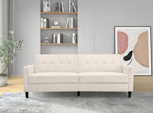 Divano letto in velluto a coste bianco 82 cm Hartford - Støraa