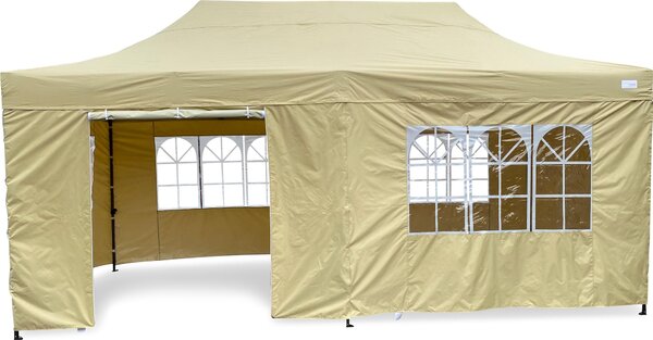 Gazebo pieghevole Grasekamp Modena 3x6m beige incl. parti laterali - telaio extra forte