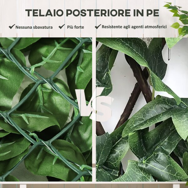 Outsunny Rotolo di Siepe Finta di Faggio per Balcone e Giardino in PE, 300x100 cm Siepe Artificiale con Foglie di Edera, Protezione UV, Verde Scuro | Aosom Italy