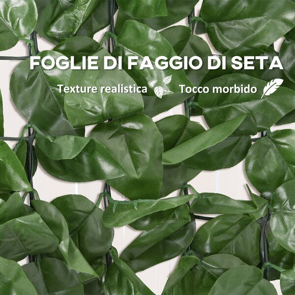 Outsunny Rotolo di Siepe Finta di Faggio per Balcone e Giardino in PE, 300x100 cm Siepe Artificiale con Foglie di Edera, Protezione UV, Verde Scuro | Aosom Italy