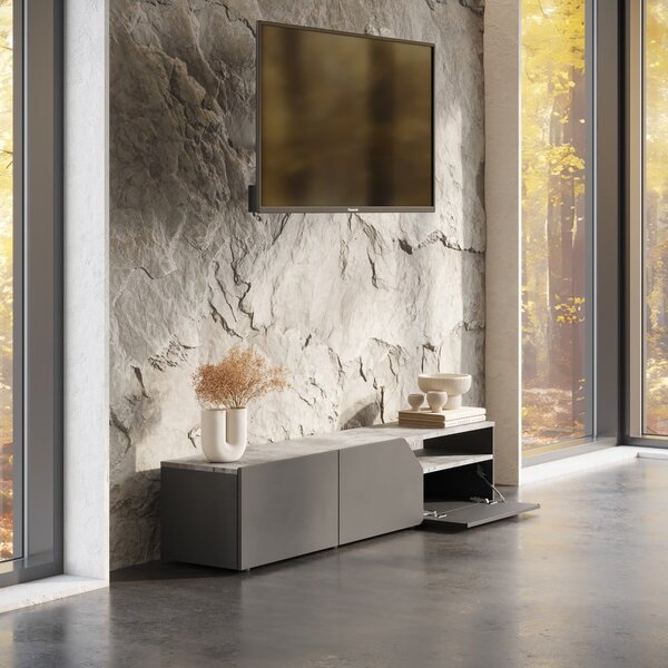 Tavolo TV nero in cemento 180x38 cm Verone - TemaHome