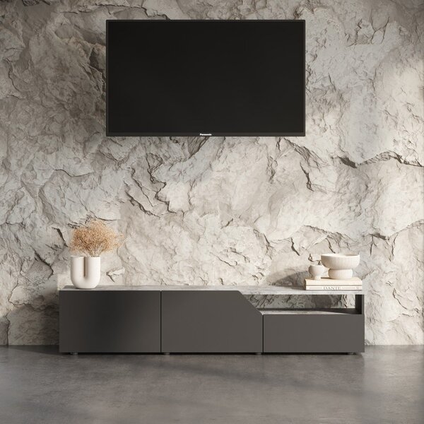 Tavolo TV nero in cemento 180x38 cm Verone - TemaHome