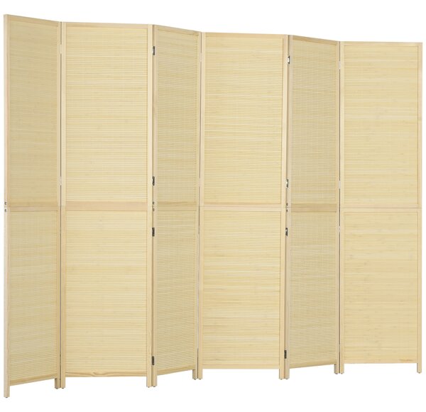 HOMCOM Paravento in bambù 6 pannelli 270 x 180 cm separatore d'ambiente separatore pieghevole - naturale