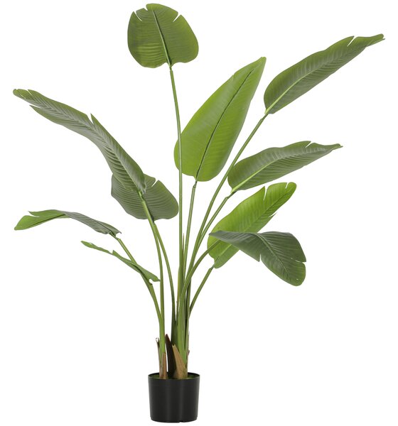 HOMCOM Pianta Artificiale Decorativa 109 cm Banano Artificiale con Vaso e Foglie per Interno Verde | Aosom Italy