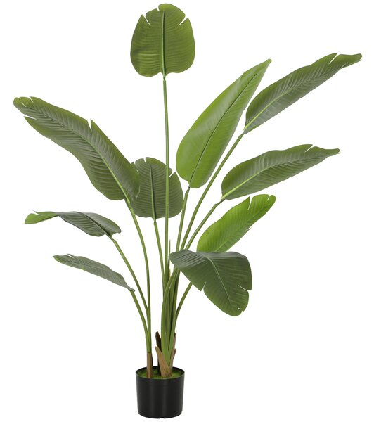 HOMCOM Pianta Artificiale Decorativa 109 cm Banano Artificiale con Vaso e Foglie per Interno Verde | Aosom Italy