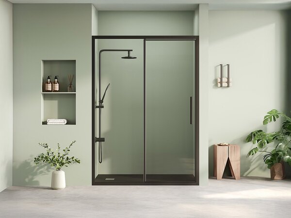 Porta per doccia a battente nero opaco stile industriale 140 x 195 cm - TORONI