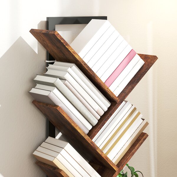 HOMCOM Libreria ad albero a 9 livelli, Mobile contenitore stile industriale con telaio in acciaio, 50x24x136cm, Marrone Rustico | Aosom Italy