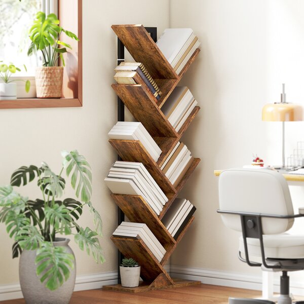 HOMCOM Libreria ad albero a 9 livelli, Mobile contenitore stile industriale con telaio in acciaio, 50x24x136cm, Marrone Rustico | Aosom Italy