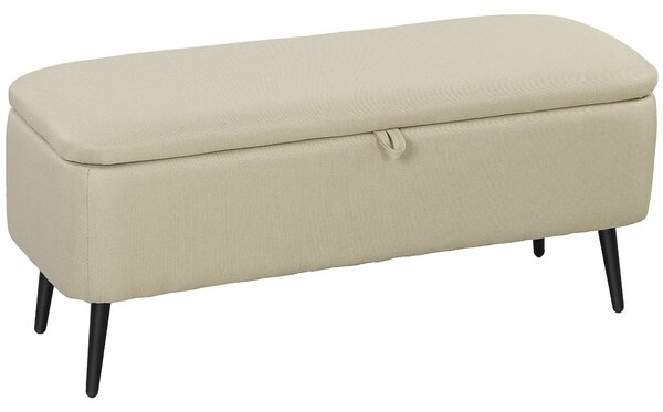 HOMCOM Banco di Almacenaggio con Coperchio Ribaltabile e Gambe in Acciaio per Camera da Letto Soggiorno Ingresso 101x38,5x44,5 cm Beige | Aosom Italy
