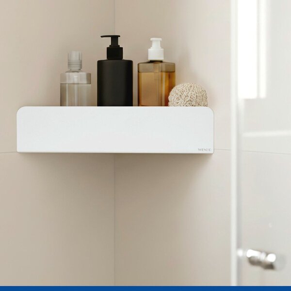 Mensola da bagno senza foratura/ad angolo bianca in acciaio inox con aggancio Turbo-loc Lizan – Wenko