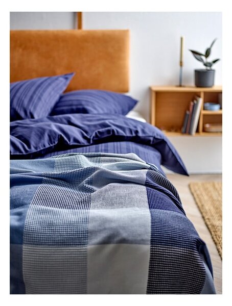 Set copripiumino e federa blu scuro in tessuto damascato per letto singolo/per letto esteso 140x220 cm Noble – Södahl