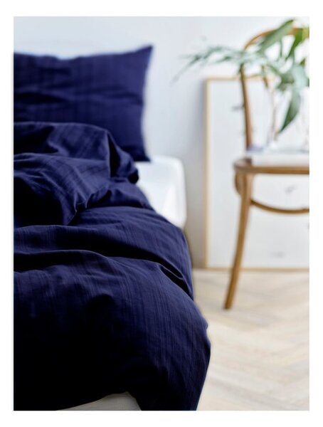 Set copripiumino e federa blu scuro in tessuto damascato per letto singolo/per letto esteso 140x220 cm Noble – Södahl
