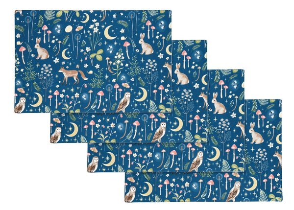 Tovagliette in set in cotone 4 pz 30x46 cm Enchanted Twilight Animals – Catherine Lansfield