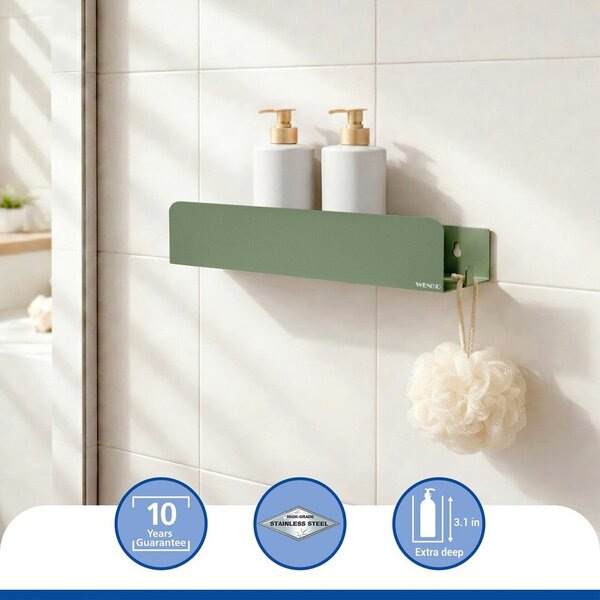 Mensola da bagno senza foratura verde in acciaio inox con aggancio Turbo-loc Lizan – Wenko