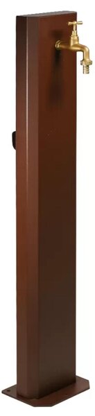 Fontana Decorativa Giardino Corten con Rubinetto Forma Schiacciata Dimensioni 20x10xh 100 cm con tubo rubinetto, flessibile e Gomito resistente al gelo Corten