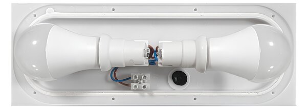 Applique 2xE27 a Luce Diffusa IP65 con fascia Bianca - Serie Glow