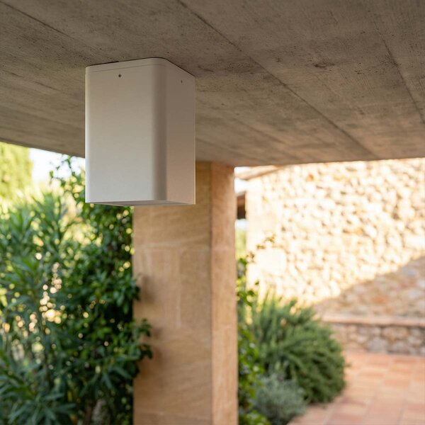 Plafoniera da soffitto E27 Quadrata IP54 in Alluminio - Bianca