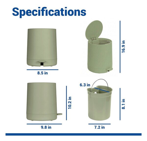 Cestino per la spazzatura verde in plastica con pedale 5 l Fablo – Wenko