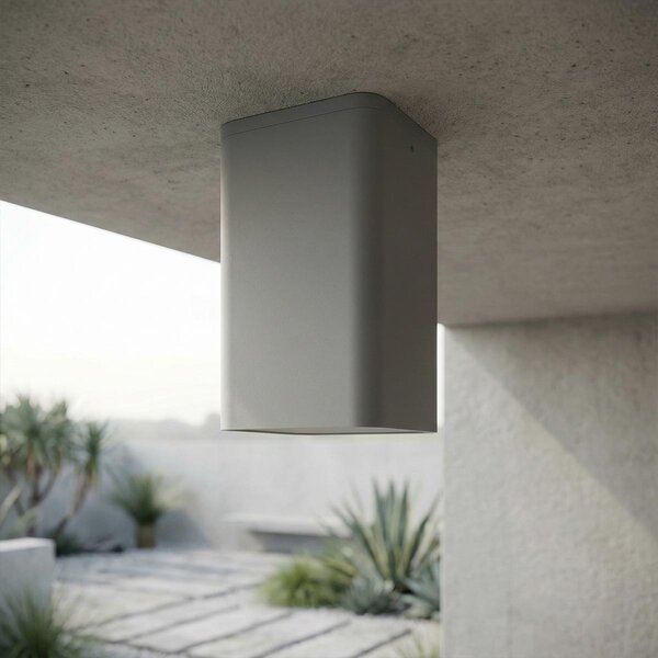 Plafoniera da soffitto E27 Quadrata IP54 in Alluminio - Grigia