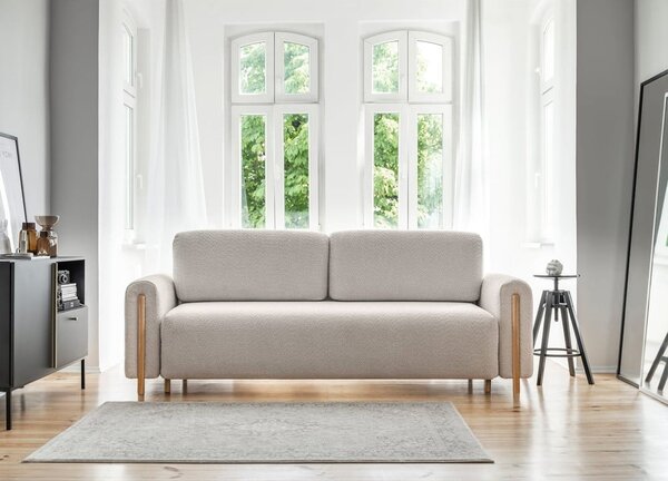 Divano beige allungabile/con contenitore e rivestimento in bouclé 244 cm Arcadova – ELTAP