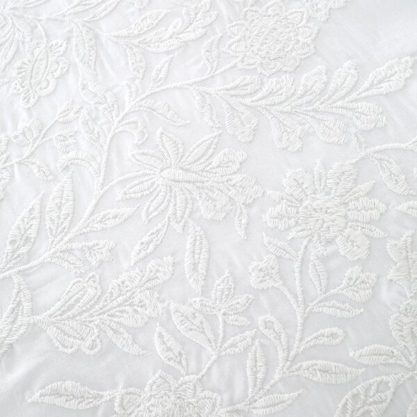 Set copripiumino e federa bianco in cotone per letto singolo 135x200 cm Embroidery Floral – Bianca