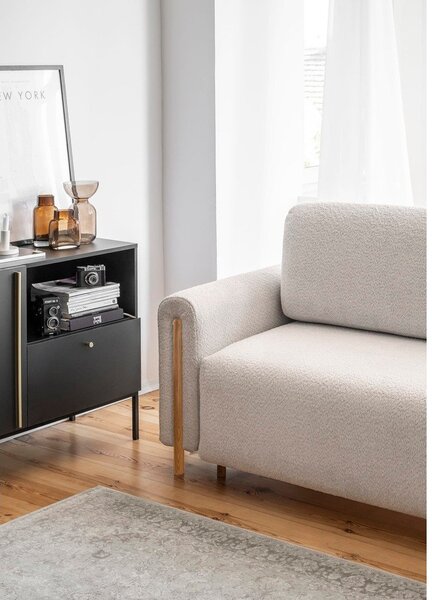 Divano beige allungabile/con contenitore e rivestimento in bouclé 244 cm Arcadova – ELTAP