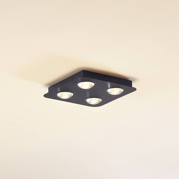 Plafoniera soffitto Jyla Lindby, dimmerabile, Nero, Corridoio, Metallo, Moderno, Plafoniera