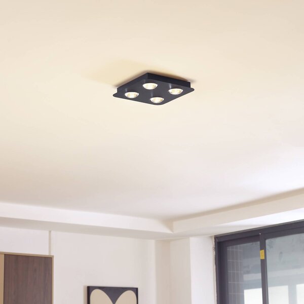 Plafoniera soffitto Jyla Lindby, dimmerabile, Nero, Corridoio, Metallo, Moderno, Plafoniera