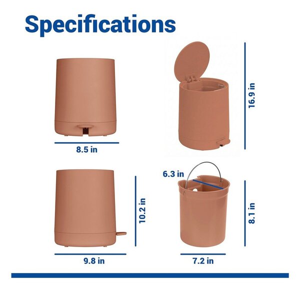 Cestino per la spazzatura marrone in plastica con pedale 5 l Fablo – Wenko