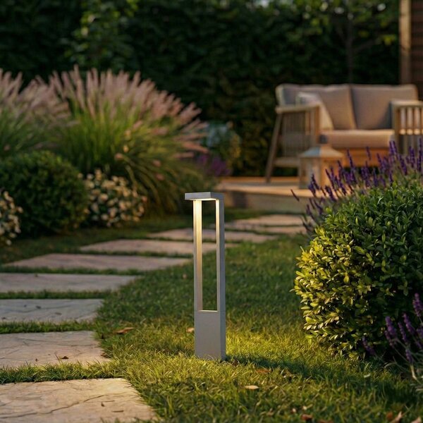 Lampioncino da giardino Lonete Lindby, Alluminio / Grigio / Zincato, Alluminio, Moderno, Lampada LED da esterni