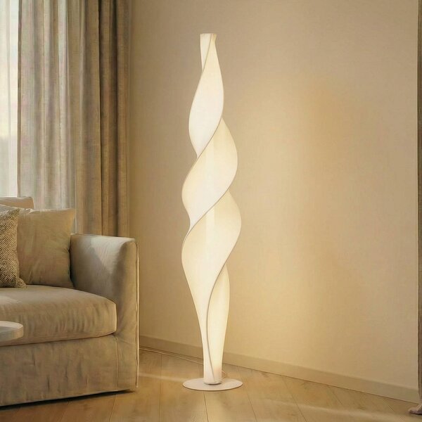 Lampada da terra a LED Novelle Lucande, dimmerabile, Bianco / Opale, Soggiorno / Sala da pranzo, Plastica, Design, Lampada LED da terra