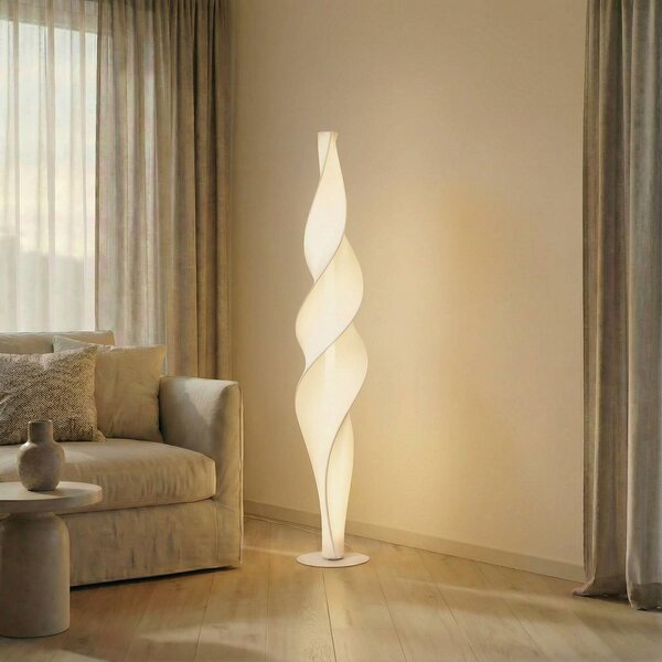 Lampada da terra a LED Novelle Lucande, dimmerabile, Bianco / Opale, Soggiorno / Sala da pranzo, Plastica, Design, Lampada LED da terra